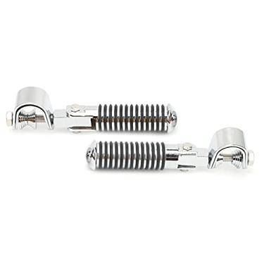 Imagem de Descanso para Os Pés - Par de Apoio para Os Pés da Motocicleta, Braçadeira de Borracha + Metal para Proteção da Barra de Colisão do Motor de 1 Polegada (Cor de aço inoxidável