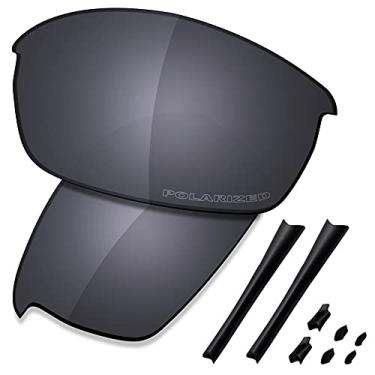 Imagem de SAUCER Lentes de reposição premium e kits de borracha para Oakley Flak Jacket | Flak Jacket Low Bridge Fit Óculos de sol de alta definição - Escudo preto polarizado