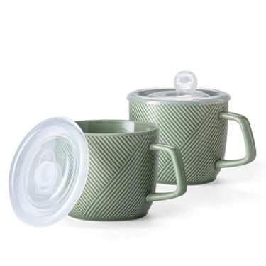 Imagem de Adewnest Tigela de sopa de cerâmica com tampa: tigela de sopa segura para micro-ondas com alça para sobras de ramen de cereais - caneca de sopa extra grande para micro-ondas para café da manhã almoço