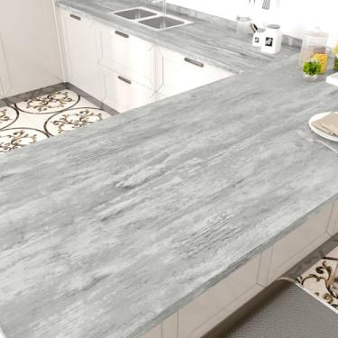 Imagem de WESTICK Papel de parede de madeira cinza descasque e cole papel de contato de madeira para bancadas, papel de parede de madeira cinza, autoadesivo, papel de contato de grão de madeira para armários,