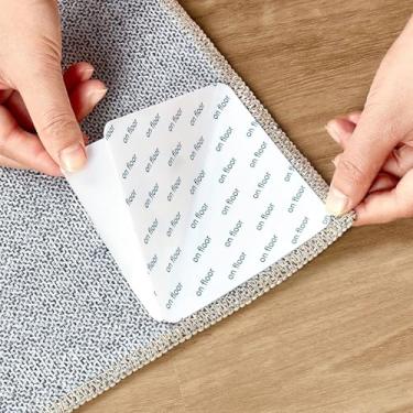 Imagem de LOONGRUG 12 PCS Fita para Tapete: Aderência de Tapete para Pisos de Madeira - Fita Adesiva Dupla Face para Tapetes Antiderrapantes - Branco