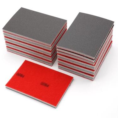 Imagem de Semrien Pacote com 20 esponjas de lixa de 800 grãos, bloco de lixamento de espuma macia de 7,6 x 10,6 cm, almofadas de lixamento seco e molhado, esponja de lixa lavável, bloco de areia de drywall para