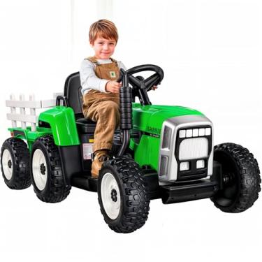 Imagem de Mini Trator Infantil Eletrico Tratorzinho Elétrico de brinquedo para Criança 12v crianca de passeio sem controle remoto Grande Motorizado carrinho 1 lugares a bateria pedal acelerador eletrica