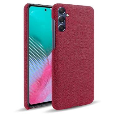 Imagem de Capa para Samsung Galaxy M54,Capa desenhada em lona,Case Protetora Ultrafina com Empunhadura Macia,Design em Tecido Antichoque e Antiarranhões-Red