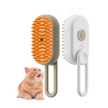 Imagem de Escova Pet A Vapor Para Cachorros e Gatos Profissional 4 Em 1, Vapor removedora de Pelos soltos para Animais de Estimação com Carregamento, Autolimpante Escova Vaporizador Pente de Remoção (Branco)
