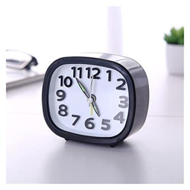 Imagem de Despertador quarto quadrado redondo pequeno despertador soneca silencioso varrer despertar relógio de mesa alimentado por bateria compacto portátil despertador de viagem relógio de mesa relógio de