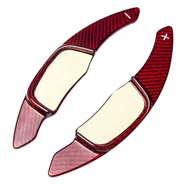 Imagem de SK Capa de acabamento de câmbio estendida para volante compatível com Volkswagen VW Golf 7 Scirocco SAGITAR GLI LAMANDO GTS Polo GTI acessórios de carro de fibra de carbono vermelho brilhante