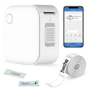 Imagem de Mini Impressora Etiquetas Adesivas Portátil, Etiquetadora Adesiva Térmica Bluetooth, Maquina de Etiquetar com 1 Rolo de Etiqueta, Rotuladora de Etiquetas para Casa, Escritório, Cozinha e Escola