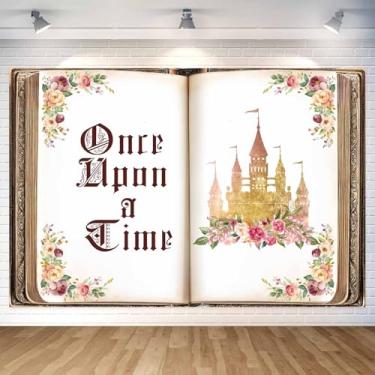 Imagem de Once Upon a Time, pano de fundo temático de livros de contos de fadas, decoração de festa de aniversário de princesa floral, castelo antigo, adereços de cabine de fotos para meninas, chá de bebê de
