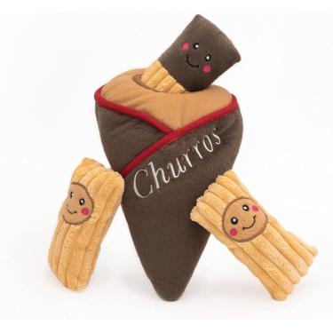 Imagem de Pelúcia Zippypaws Burrow Brinquedo Com Apito Cone de Churro Para Cães E Gatos