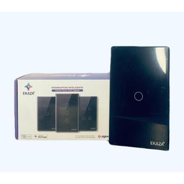 Imagem de Interruptor Inteligente 1 Botao Preto 4x2 Zigbee Ekaza