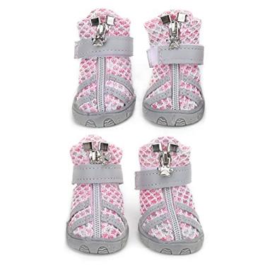 Imagem de Sapatos Pequenos de Cachorro, Sapatos de Cachorro 4pcs para Pequenas Botas de de Pequenas para Cães Pequenos para Cães Ao Ar Livre Malha Respirável Booties de (4 tamanho)