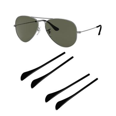 Imagem de 2 pares de meias auriculares de substituição de mangas para óculos de sol Ray-Ban Aviator RB3025 RB3044 RB3026/Cockpit RB3362/Caravan RB3136/RB8052 RB8054/Outdoorsman II RB3029 - Preto + Preto