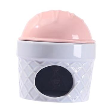 Imagem de WeiLaiKeQi Hamster Habitats de cerâmica para hamster, caverna decorativa, cabana em formato de sorvete, casa refrescante, esconderijo para animais de, Rosa
