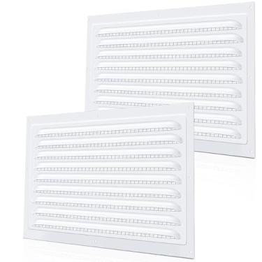 Imagem de Yaocom 2 peças de ventilação de alumínio de 30,5 x 20,3 cm de alumínio para galpão de parede com grade quadrada de tela para porta externa casa sótão garagem teto