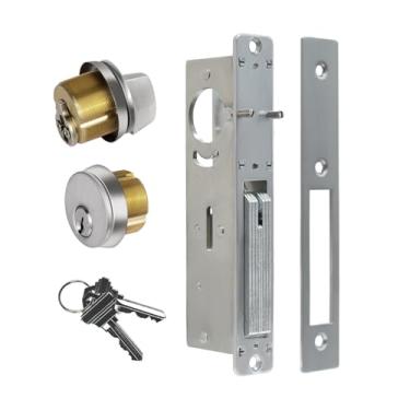 Imagem de Fechadura de porta de loja Alsecure Commercial Mortise Lock, combo de cilindro de latão sólido com chave de giro de polegar semelhante para portas de loja de alumínio/liga de zinco, fundo de 2,8 cm