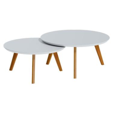 Imagem de Kit Mesa De Centro Classic Redonda Branco Acetinado - Imcal