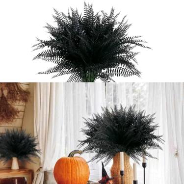 Imagem de LUZOGA 8 pacotes de samambaias falsas ao ar livre – plantas artificiais para samambaias ao ar livre que parecem verdadeiros caules de samambaias artificiais de Boston para ambientes internos