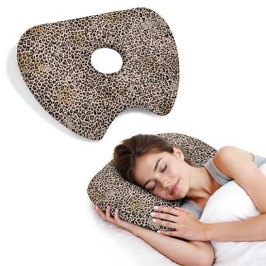 Imagem de BVOKQUC Travesseiro de piercing de orelha para dormir de lado, travesseiros com furos para dor de ouvido, travesseiro de donut para adultos, CNH, alívio de dor de ouvido, almofada de pressão e