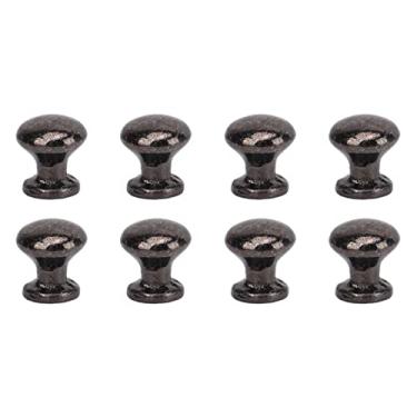 Imagem de Hilitand 8pcs 1:12 Mini Botões de Cabeça Redonda Em Escala Puxa o Hardware de Boneca de Bronze Antigo Vintage Com Parafusos para Caixas de Jóias Gavetas (BLACK)