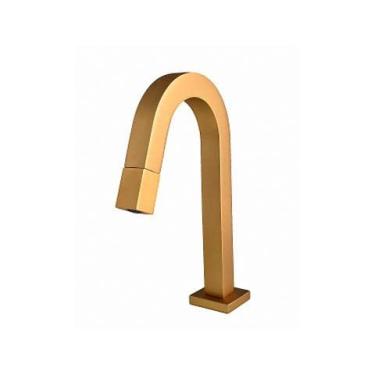 Imagem de Torneira de Mesa para Lavatório Bica Baixa Dourado Fosco - Perflex