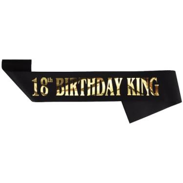 Imagem de Noonhorse Conjunto de acessórios para decoração de festa de aniversário de 18 anos, para meninos, príncipe, anos de idade, dourado, preto, 1 pacote