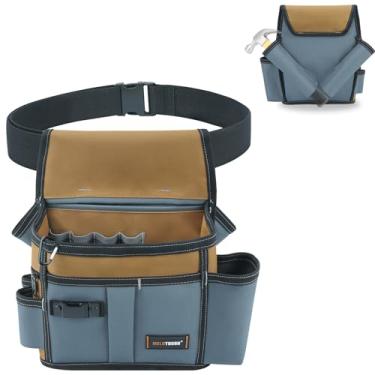 Imagem de MELOTOUGH Bolsa de ferramentas de eletricista com cinto, bolsa de ferramentas, bolsa de ferramentas pequena, suporte de martelo canhoto e direito, cinto ajustável de 5 cm para eletricista, carpinteiro