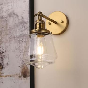 Imagem de Phansthy Luminária De Parede Industrial, Ajustável 180 Graus Para Banheiro, Com Cúpula Vidro, Iluminação Decorativa Cozinha, Sala Estar E Corredor (Antigo)