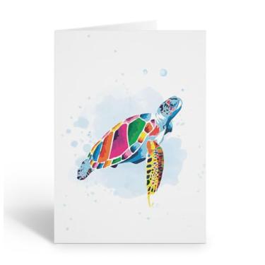 Imagem de Stonehouse Collection Conjunto de cartões de notas, tartarugas marinhas, troopical Ocean Cards – 10 cartões tropicais em branco com envelopes – 14 cm x 10,8 cm tamanho A2 – Feito nos EUA (tartaruga