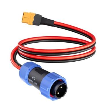 Imagem de ELFCULB Plugue de aviação para cabo XT60, conector fêmea 12AWG 2FT XT60 para conector de aviação 12V/30A compatível com estação de energia portátil AC200MAX/AC200P nova 2 pinos
