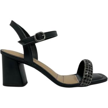 Imagem de Sandália Feminina Casual Social Dia a Dia Passeio Trabalho com Strass Salto Grosso Conforto Dakota Y9764