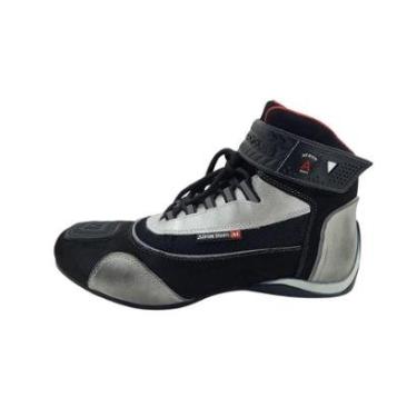 Imagem de 320AT-Bota Tênis Motociclista Cano Alto Couro com protetores de borracha Refletivos Preto alvejado-Masculino