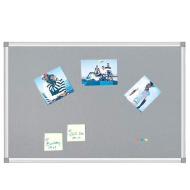 Imagem de BEST BOARD Quadro de avisos, quadro de pinos, quadro de avisos, quadro de mensagens, quadro de tecido, quadro de notas, placa de feltro, azul, (feltro cinza com moldura de alumínio, 45,7 x 61 cm)