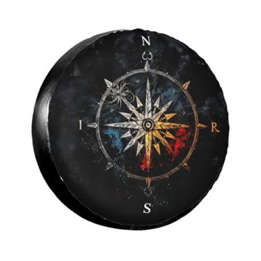 Imagem de LOJAOGON Capa de pneu sobressalente de bússola protetores de roda à prova de poeira capa de pneu para trailer, trailer, areia muitos veículos 43.2 cm