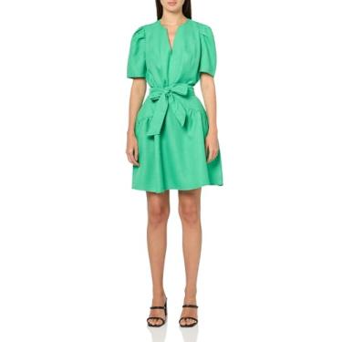 Imagem de Shoshanna Vestido Kenlie feminino de linho verde primavera, Verde primavera, 44