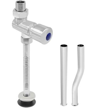 Imagem de Goddessmoon Válvula de descarga de mictório de vaso sanitário, válvula de mictório de descarga automática com atraso manual G1/2 com três tubos de descarga diferentes, liga de zinco durável e design à