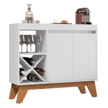 Imagem de Aparador Buffet Porto Belo 2 Portas Barzinho Com Adega Para Vinho(Branco)