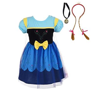 Imagem de Dressy Daisy Vestido de princesa do gelo, saia de tule para festa de Halloween, roupa de verão com capa e acessórios para bebês meninas tamanho 6-12 meses, estilo 1