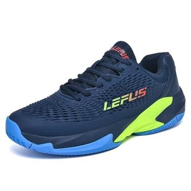 Imagem de Tênis masculino para uso interno e externo Pro Pickleball com suporte de arco para todas as quadras, tênis atlético de raquete para esportes de raquete, Azul, 10 Women/8 Men