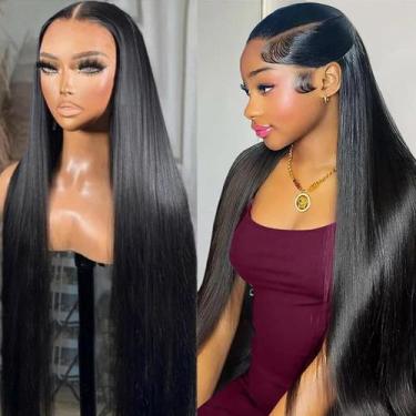Imagem de Perucas frontais de renda Lemoda Straight Human Hair 70 cm 180% de den
