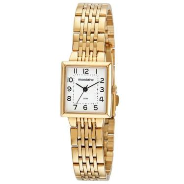 Imagem de Relógio MONDAINE feminino quadrado dourado 32378LPMVDE1