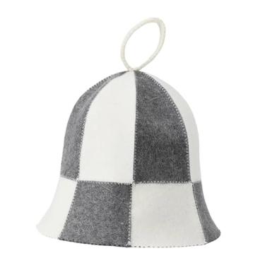 Imagem de Fenteer Acessório de sauna de feltro para homens e mulheres, isolamento térmico absorvente cinza e branco para casa de banho, banheira de inverno, banheiro, Chapéu
