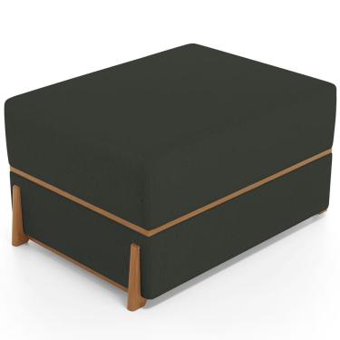 Imagem de Puff Decorativo Retangular Para Sala de Estar Domus L02 Linho Verde Musgo - Lyam Decor