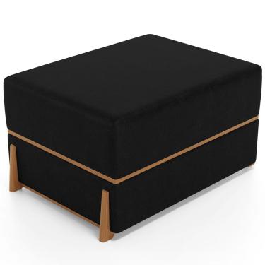 Imagem de Puff Decorativo Retangular Para Sala de Estar Domus L02 Couríssimo Preto - Lyam Decor