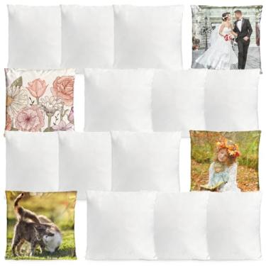 Imagem de Tosnail Pacote com 16 fronhas de almofada em branco de sublimação, 45,7 x 45,7 cm veludo, capas de almofada em branco de pelúcia curta para impressão de imagens personalizadas, decoração