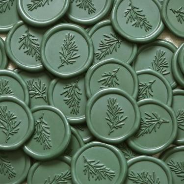 Imagem de Adesivos Wax Seal UNIQOOO Rosemary Wedding, 100 unidades, verde oliva