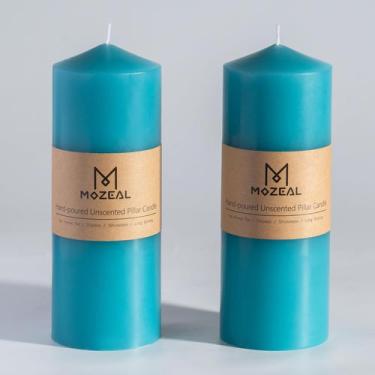 Imagem de Vela MOZEAL, vertida à mão, turquesa sem perfume, 3x8