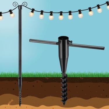 Imagem de Postes de luz de corda EUIJOIP, metal ajustável à prova de ferrugem de