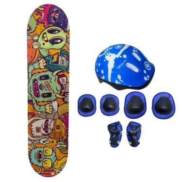 Imagem de Skate Infantil Radical Monstro 50 Kg + Kit Proteção Círculo