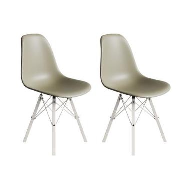 Imagem de Conjunto 2 Cadeiras Eames Estilo Moderno em Ferro Branco com Assento F